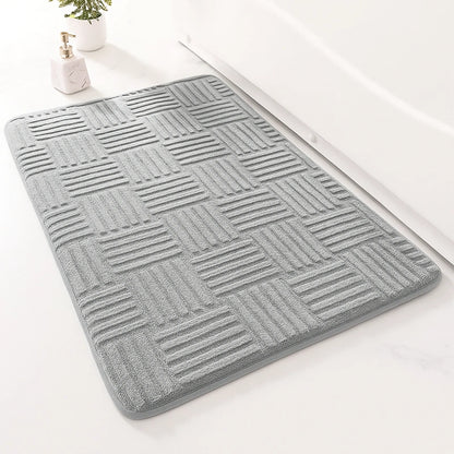 tapis de bain moderne gris avec petit carre