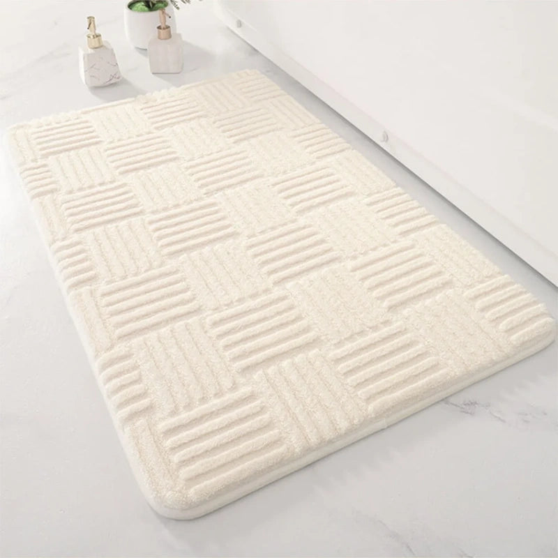 tapis de bain motif carre blanc