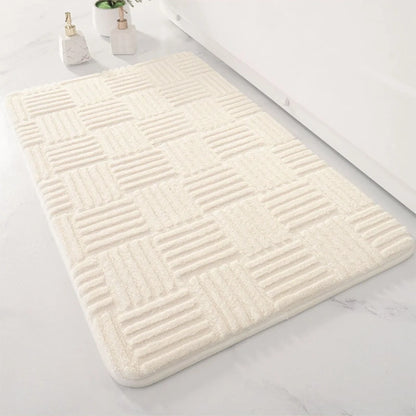 tapis de bain motif carre blanc