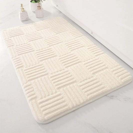 tapis de bain motif carre blanc