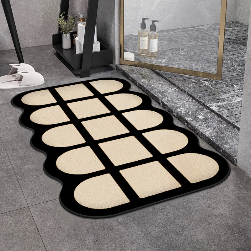 tapis de douche beige et noir original