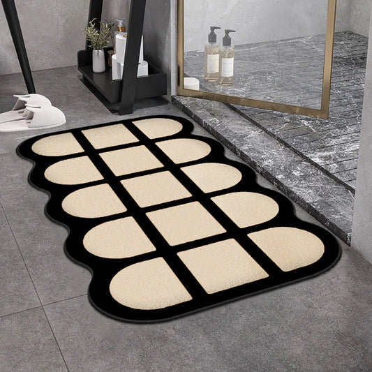 tapis de douche beige et noir original