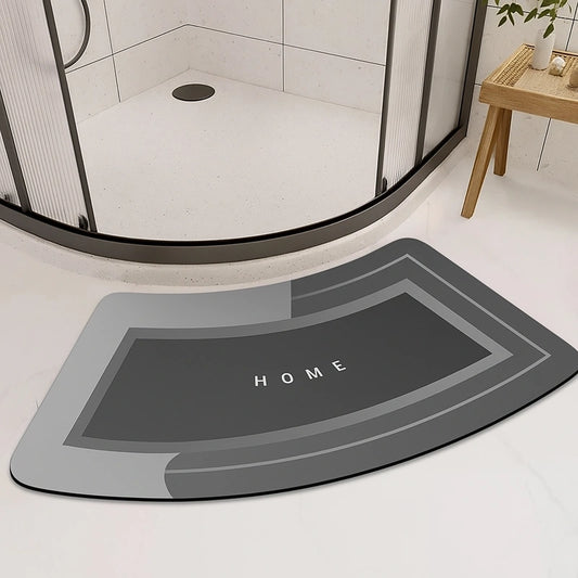 tapis de douche en forme demi lune gris