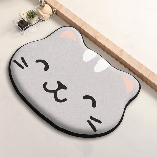 tapis de douche gris forme de chat