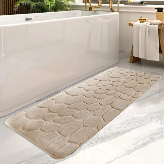 long tapis de bain en diatomite beige