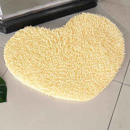 Tapis de bain coeur jaune