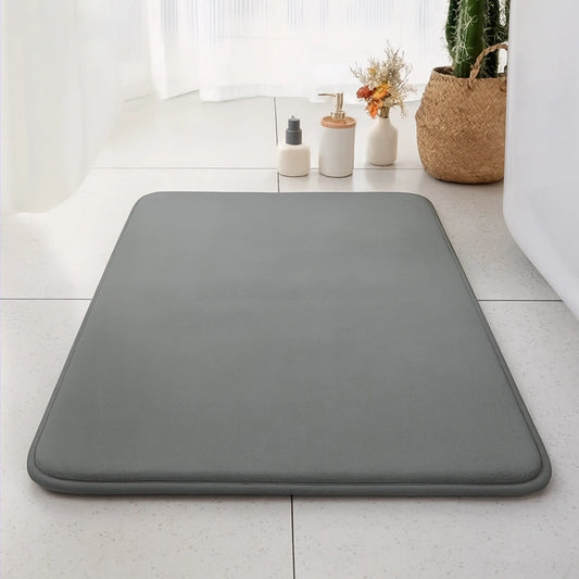 Tapis de bain absorbant à mémoire de forme gris
